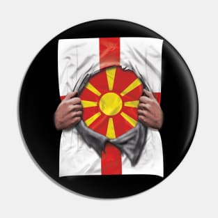 Macedonia Flag English Flag Ripped - Gift for Macedonian From Macedonia Pin