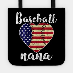 Baseball Nana Heart USA Flag Softball Mother Day Tote