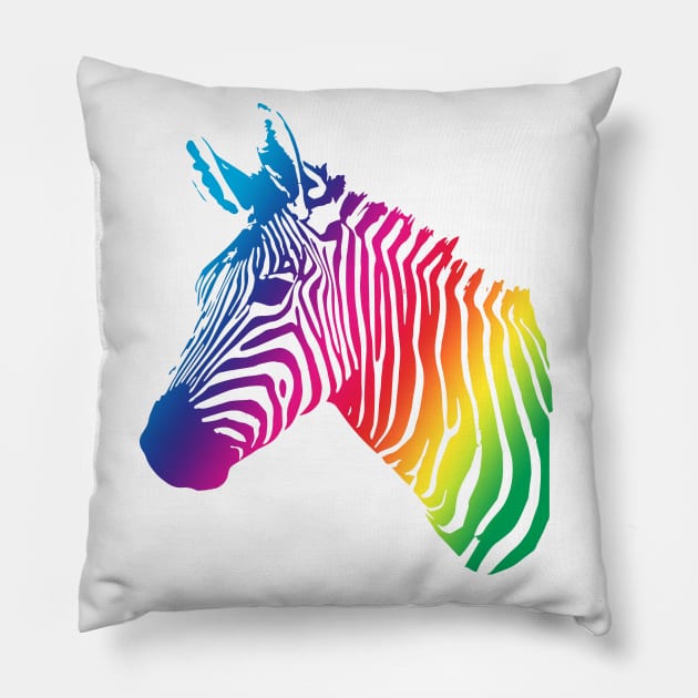 Rainbow Zebra Profile Pillow by Shyflyer
