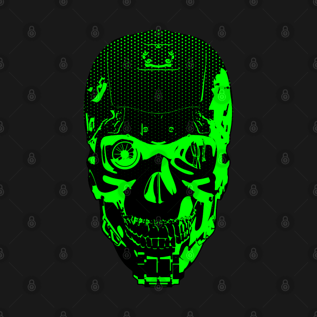 Gamer Skull CARTOON GREEN by Grandeduc