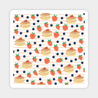 Cute Pancakes and Berries Pattern Magnet