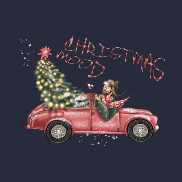 Christmas red car by Sidfamily