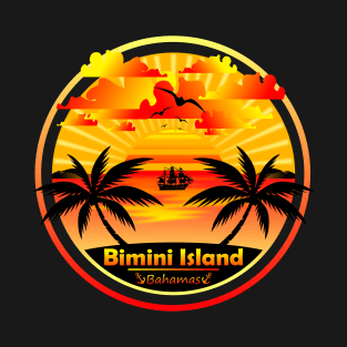 Bimini Island Beach Bahamas, Palm Trees Sunset Summer T-Shirt