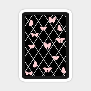 Pink and Black Lattice Butterflies Magnet