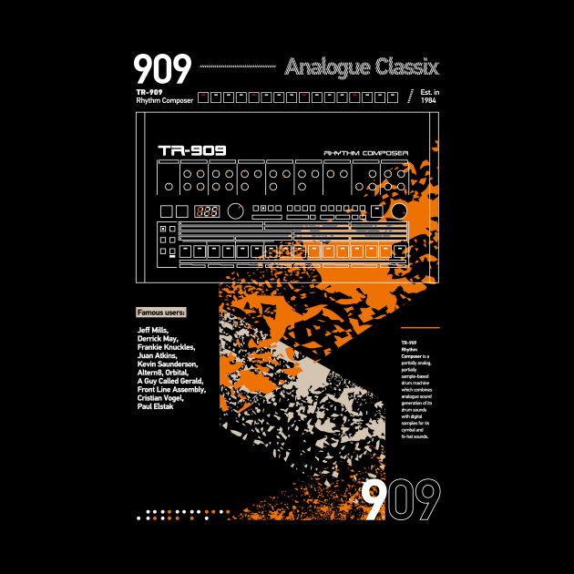 909 Classix Outline Orange by Synthshirt