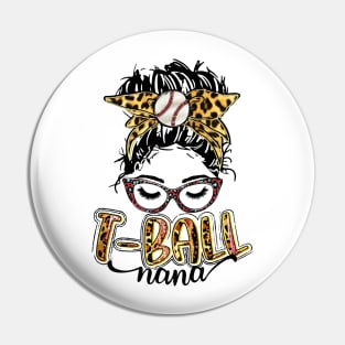 T Ball Nana Messy Bun Leopard Pin