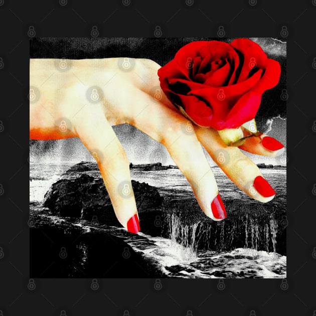 Gothic Rose Red Decor Retro Romance Witch Waterfall by seruniartworks