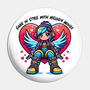 Heart wings Gamer Angel - Vibrant Anime Style Pin