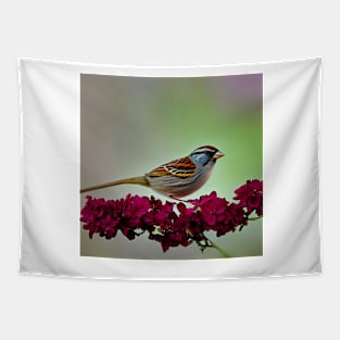 Beautiful Sparrow Flowered Branch Tapestry