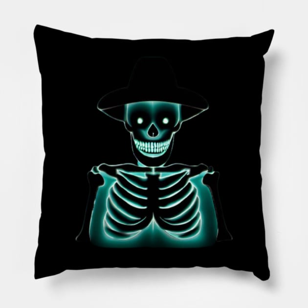 Glowing Skeleton scary Halloween Pillow by WEARDROBES