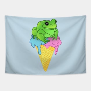 Ice Cream Frog Doodle Tapestry