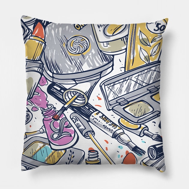 Makeup Drawing Pillow by DesignIndex