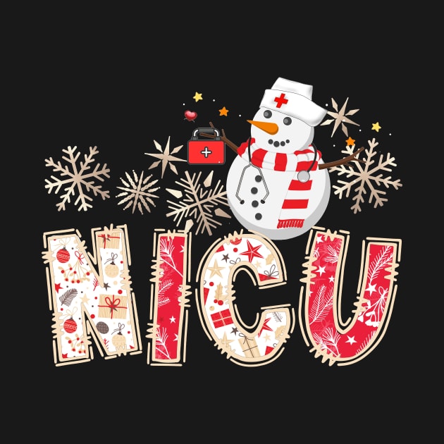 NICU Nurse Christmas Snowman Nurse Life Scrub Top by SilverLake