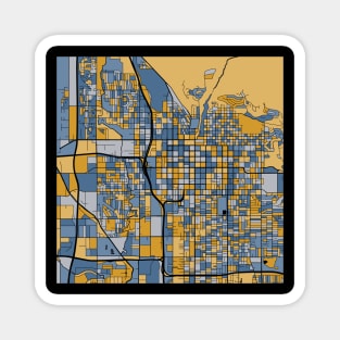 Salt Lake City Map Pattern in Blue & Gold Magnet