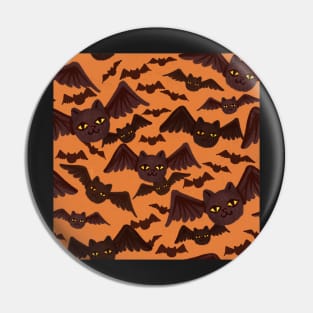 spooky halloween pattern with lots of cat-bats light orange Pin