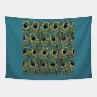 Realistic Peacock Feather Pattern Tapestry