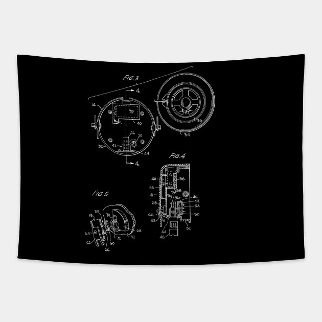 Headphone Vintage Patent Drawing Tapestry by TheYoungDesigns