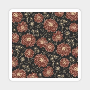 Floral pattern (zinnia, marigold, and daisy flowers) Magnet