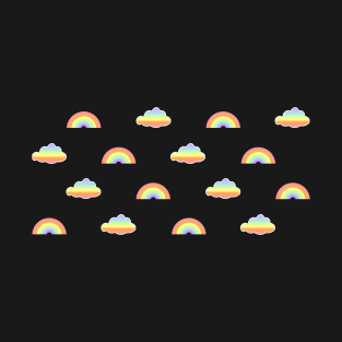 Mini Pastel Rainbows and Gradient Clouds Pattern T-Shirt