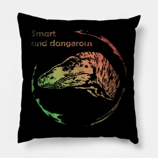 Smart Velociraptor Jurassic Dinosaur Vintage Pillow