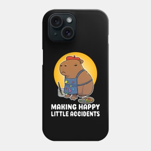 Making happy little accidents Capybara Artist Painter Costume Phone Case