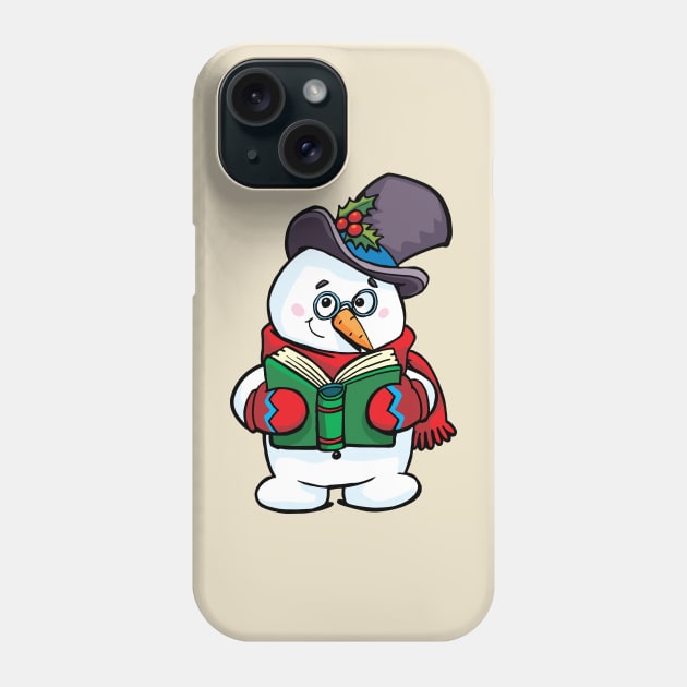 Snowman holds a book in front of him and reads with a smile Phone Case by duxpavlic