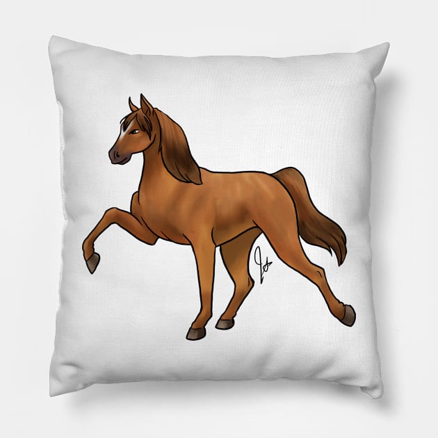 Horse - Tennessee Walker - Chestnut Pillow by Jen's Dogs Custom Gifts and Designs