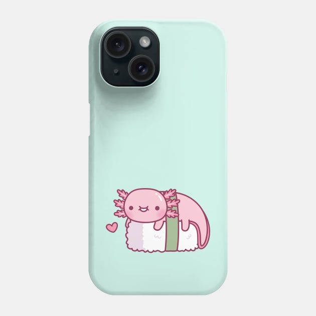 Cute Axolotl Sushi Doodle Funny Phone Case by rustydoodle