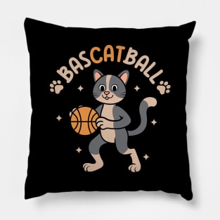 Bascatball Cat Playing Basketball Pillow