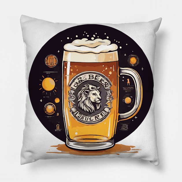 Beer Lions Pillow by CurlyLamb