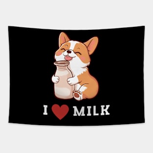 Cute Dog Milk Funny Tapestry