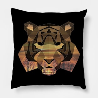 Tiger Low Poly Double Exposure Art Pillow