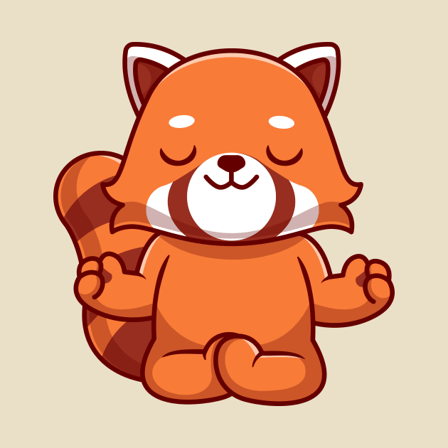 Cute Red Panda Doing Yoga Cartoon by Catalyst Labs