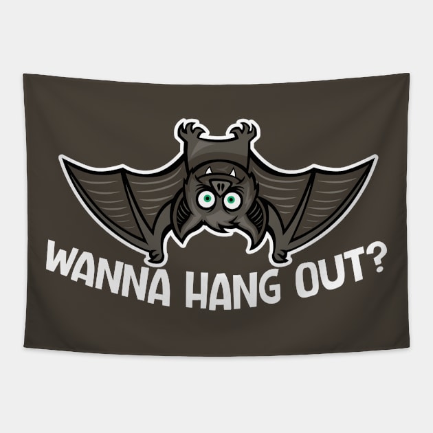 Funny Bat Wanna Hang Out? // Cute Halloween Tapestry by SLAG_Creative