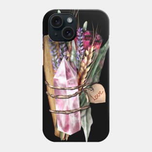 Witchcraft herbs and crystal smudging stick Phone Case