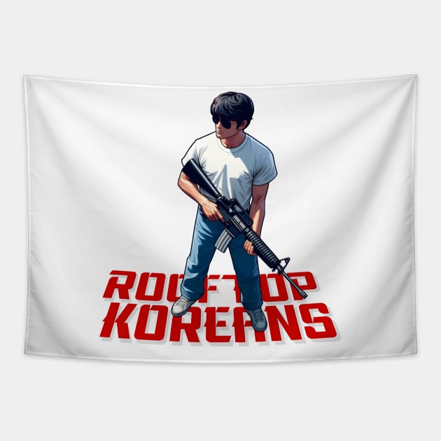 Rooftop Koreans Tapestry by Rawlifegraphic