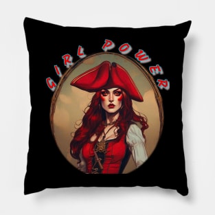 Girl power, red haired pirate beauty Pillow