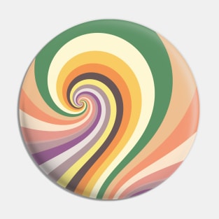 Earth Pastel Color Retro Twirl Pattern Pin