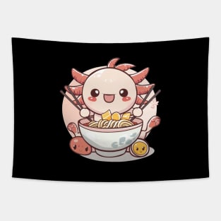 Cute axolotl eating ramen Tapestry