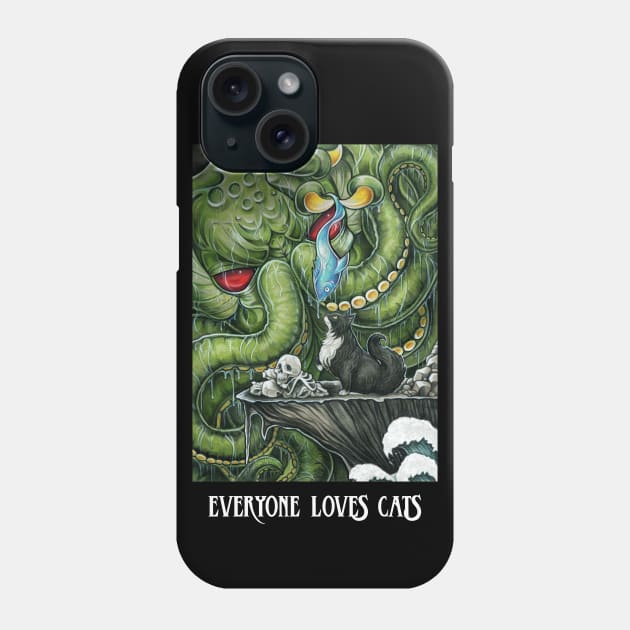 Cthulhu Feeding Cat - Cat Quote Phone Case by Nat Ewert Art