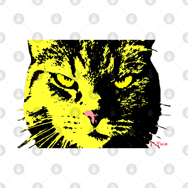 ANGRY CAT POP ART - YELLOW BLACK TRASPARENT by NYWA-ART-PROJECT