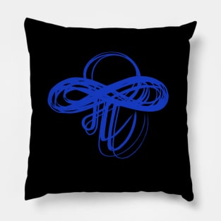 Marathi Text Spells Like English Pronoun ME  and the Meaning is I am. It is Combined with an Infinity Symbol to Express the thought that I am  Infinite, I am Universe. Colored in Blue Pillow