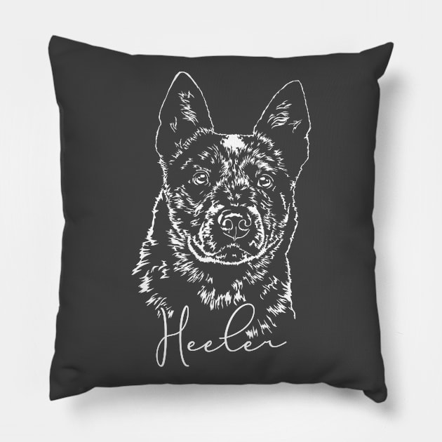 Funny Blue Heeler lover dog portrait Pillow by wilsigns