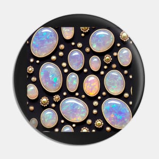 Gold and Cabochon Opal Seamless Pattern Pin