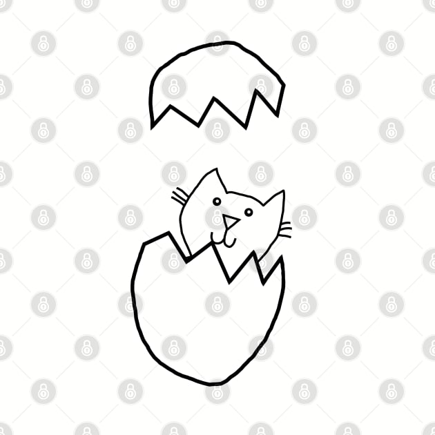 Minimal Cute Cat Popping Out of Easter Egg by ellenhenryart