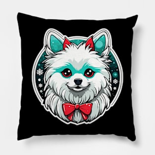 Pomeranian Christmas Illustration Pillow