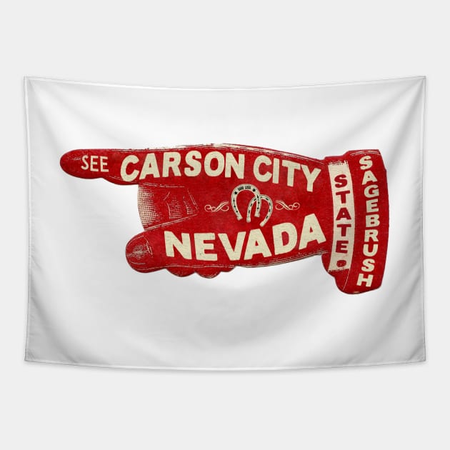 Vintage Carson City Nevada Travel Good Luck Sagebrush State Lake Tahoe Tapestry by TravelTime