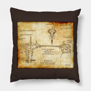 Medical Frigate Parchment Blueprint Pillow