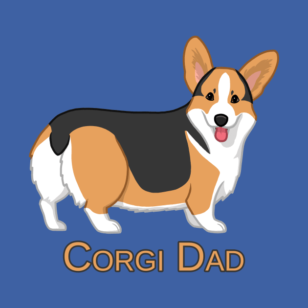 Cute Red Tricolor Pembroke Corgi Dog Dad by csforest