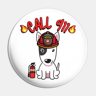 Firefighter Bull Terrier Pin